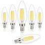 Candelabra LED Bulbs Filament Dimmable Vintage Edison Light Bulb Chandelier,Daylight 5000k,40 Watt Equivalent,400 Lumen,E12 Base,6 Pack