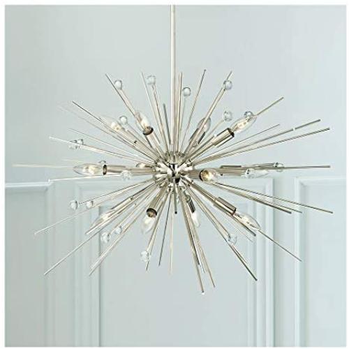 Janae Polished Nickel Sputnik Pendant Chandelier 29 1/2'' Wide Modern 12-Light Fixture for Dining Room House Foyer Kitchen Island Entryway Bedroom Living Room - Possini Euro Design