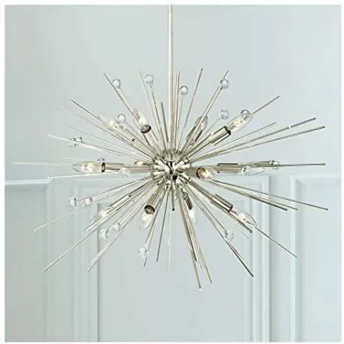 Janae Polished Nickel Sputnik Pendant Chandelier 29 1/2'' Wide Modern 12-Light Fixture for Dining Room House Foyer Kitchen Island Entryway Bedroom Living Room - Possini Euro Design