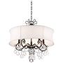 Zula Dark Bronze Crystal Pendant Chandelier 22'' Wide White Fabric Shade 5-Light Fixture for Dining Room House Foyer Kitchen Island Entryway Bedroom Living Room - Vienna Full Spectrum