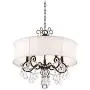 Zula Dark Bronze Crystal Pendant Chandelier 22'' Wide White Fabric Shade 5-Light Fixture for Dining Room House Foyer Kitchen Island Entryway Bedroom Living Room - Vienna Full Spectrum