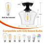 Semi Flush Mount Ceiling Light, Modern Light Fixture Industrial Flush Mount Ceiling Light with Clear Glass for Bedroom Hallway Dining Room Bathroom Passway (Black)