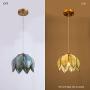 YIFI Deco Pendant Lighting Vintage Oriental Lotus Brass Ceiling Pendant Light Fixture for Kitchen Island Dining Room Bedroom Living Room, Emerald