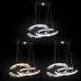 Modern Crystal Chandelier Light Fixtures 2 C Rings LED Pendant Lighting Adjustable Stainless Steel Ceiling Hanging Lamps for Dinning Room Bedroom Kitchen Stairs (Changeable)