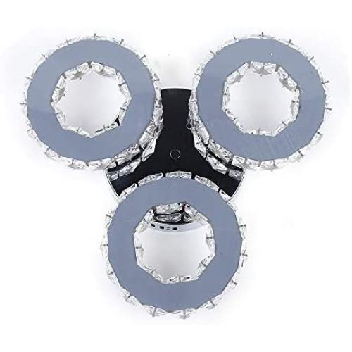 Modern Crystal Chandeliers, 3 Rings 36W LED Crystal Chandelier Fixtures Stainless Steel Pendant Ceiling Lights Fixtures for Dining Room Living Room Bedroom (Warm White)