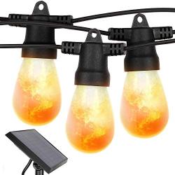 Brightech Ambience Pro with Flaming, Flickering LED Bulbs - Solar Panel Powered String Lights - Commercial Grade Waterproof, Shatterproof Patio Lights Create Cafe Ambience On Your Porch, Deck - 27 Ft