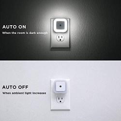 Sycees Plug-in LED Night Light with Dusk-to-Dawn Sensor for Bedroom, Bathroom, Kitchen, Hallway, Stairs, Daylight White, 6-Pack