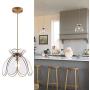YIFI Deco Adjustable Pendant Light Brass Vintage Glass Lotus Flower Ceiling Pendant Light for Kitchen Island Dining Room Bedroom Living Room, Clear