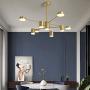 Hsyile KU300242 Modern Style Indoor Chandelier Light Fixtures,for Dining Room,Living Room,Kitchen,Office,Café,Restaurant,with Light Source - Brass Finish
