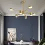 Hsyile KU300242 Modern Style Indoor Chandelier Light Fixtures,for Dining Room,Living Room,Kitchen,Office,Café,Restaurant,with Light Source - Brass Finish