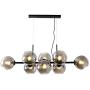 CCSUN 110cm Smoke Gray Glass Ball Chandelier Island Lights,mid Century 8-Lights Long Pendant Light E26 Black Globe Chandelier Decor Light Fixtures for Dining Room Living Room Black Smoke Gray