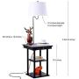Brightech - Madison LED Floor Lamp with USB Charging Ports - Mid Century Modern Bedside Nighstand Table - End Table with Shelves for Living Room Sofas - White Shade