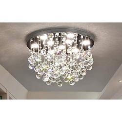 APBEAM Contemporary Raindrop Crystal Round Chandelier Flush Mount Ceiling Light for Living Room Bedroom