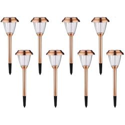 Solar Lights Outdoor Pathway - 8 Pack Copper Garden Walkway Lights Solar Powered Waterproof Outdoor Lights for Garden, Lawn, Yard, Walkway, Pathway, Landscaping