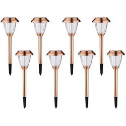 Solar Lights Outdoor Pathway - 8 Pack Copper Garden Walkway Lights Solar Powered Waterproof Outdoor Lights for Garden, Lawn, Yard, Walkway, Pathway, Landscaping