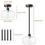 FIGDIFOR Semi Flush Mount Ceiling Light, Industrial Ceiling Lights with Clear Glass Shade & 4 Extension Tubes, Hallway Light Fixtures for Dining Room, Bedroom, Cafe, Bar, Corridor, Entryway, Passway