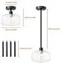 FIGDIFOR Semi Flush Mount Ceiling Light, Industrial Ceiling Lights with Clear Glass Shade & 4 Extension Tubes, Hallway Light Fixtures for Dining Room, Bedroom, Cafe, Bar, Corridor, Entryway, Passway