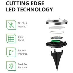 Sunco Lighting 12 Pack Solar Path Lights, Dusk-to-Dawn, 6000K Daylight Deluxe, Cross Spike Stake for Easy in Ground Install, Solar Powered LED Landscape Lighting - RoHS/CE