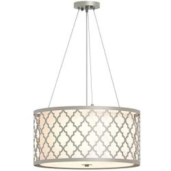 Inlight Modern Chandelier Light fixtures, Farmhouse 3-Light Drum Chandelier for Dining Room, Adjustable Hanging Ceiling Light Fixture, Platinum Finish, Bulb Not Included, ETL Listed, IN-0332-3-PL