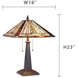 Cotoss Tiffany Table Lamp 2 Light Welding Table Lamp Stained Glass Lampshade Desk Lamp Mission Style Tiffany Lamps for Bedrooms Living Room