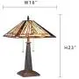 Cotoss Tiffany Table Lamp 2 Light Welding Table Lamp Stained Glass Lampshade Desk Lamp Mission Style Tiffany Lamps for Bedrooms Living Room