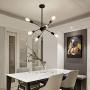 Sputnik Chandeliers 6 Lights Modern Pendant Lighting Industrial Vintage Ceiling Light Fixture for Bedroom Bathroom Kitchen Livingroom Dining Room, Black