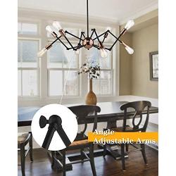 Jazava Industrial Sputnik Chandelier, 8-Lights Modern Pendant Light for Farmhouse, Hanging Light Fixture, Adjustable Swing Arms, Black and Rose Gold Finish