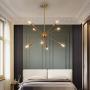 8-Lights Sputnik Chandelier Gold Light Fixture Hanging Pendant Lighting Decor Modern Mid Century Brass Light for Living Dining Room Bedroom Kitchen
