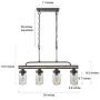 LOG BARN Rustic Mason Jar Lights, Farmhouse Chandelier Metal Finish with Glass Shades, Linear Hanging Pendant for Kitchen Island, Dining Room