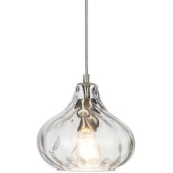 POPILION Modern Industrial 1-Light Chrome Handblown Glass Pendant Light, Adjustable Cord Farmhouse Hanging Ceiling Lighting Fixtures for Kitchen Island Dining Room Club Hallway