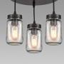 EUL Mason Jar Pendant Lighting Semi Flush Mount Ceiling Light with Clear Glass Shade Oil Rubbed Bronze - 3 Lights