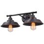 Industrial Wall Light Fixture Farmhouse Rustic Wall Sconce, Vintage Wall Mounted Vanity Light for Bathroom, Bedroom, Living Room, Kitchen, Black Metal Shade (2-Light)