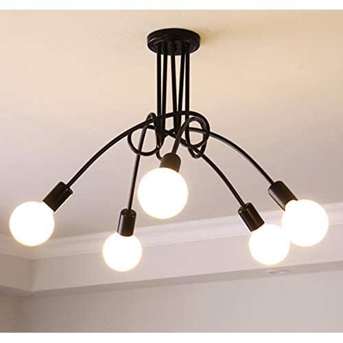 Ganeed Modern Sputnik Chandelier Lighting 5 Lights Brushed Brass Chandelier Mid Century Pendant Lighting Black Ceiling Light Fixture for Hallway Bar Kitchen Dining Room
