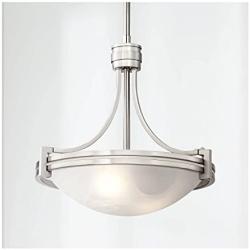 Deco Brushed Nickel Mini Pendant Light 12 1/2'' Wide Modern Art Deco Marbleized Glass Bowl Fixture for Kitchen Island Dining Room - Possini Euro Design