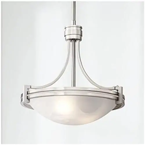Deco Brushed Nickel Mini Pendant Light 12 1/2'' Wide Modern Art Deco Marbleized Glass Bowl Fixture for Kitchen Island Dining Room - Possini Euro Design