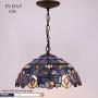 Tiffany Hanging Lamp 16 Inch Pendant Light Blue Purple Stained Glass Cloud Shade S0558 WERFACTORY Chandelier Ceiling Fixture Lover Dining Room Living Room Bedroom Study Office Coffee Bar Hallway Loft