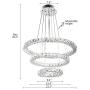Maxax Crystal Chandelier LED Ceiling Fixtures Pendant Lighting Adjustable Stainless Steel 3 Rings LED Light Fixtures Hangin for Dining Room Living Room,Cool White(6500K)