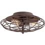 Industrial Rustic Farmhouse Ceiling Light Flush Mount Fixture LED Dark Rust Caged 18 1/2'' Wide 3-Light for Bedroom Kitchen Living Room Hallway Bathroom - Franklin Iron Works