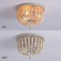 Q&S Wood Beaded Chandelier,Boho Farmhouse Light Fixture,Oak White,3 Lights,Semi Flush Mount Ceiling Light Fixtures for Hallway Babys Nursery Bedroom Kitchen Living Room