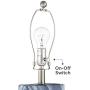 Connie Modern Table Lamps Set of 2 with USB Charging Port Rectangular Blue White Fabric Shade for Living Room Bedroom Bedside Nightstand Office Family - 360 Lighting
