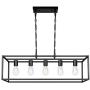 Black Farmhouse Kitchen Island Dining Room Pendant Light Modern 5-Light Chandelier Rectangle Metal Industrial Ceiling Light Fixtures for Living Room Foyer Bar (Black)