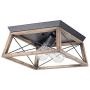 VILUXY Retro Industrial Rectangle Flush Mount Ceiling Light Fixture with Wood Shade for Hallway, Entryway, Passway, Dining Room, Bedroom, Balcony Living Room Two-Light