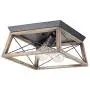 VILUXY Retro Industrial Rectangle Flush Mount Ceiling Light Fixture with Wood Shade for Hallway, Entryway, Passway, Dining Room, Bedroom, Balcony Living Room Two-Light
