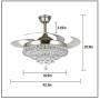 Saffbei 42 Retractable Ceiling Fan with Remote, 2-layers Crystal Modern Chandeliers with LED Light Kits 3-Color Bright Lighting for Decor Living room/Bedroom…