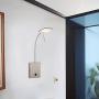CO-Z Modern Wall Lamp Plug in, LED Bedside Wall Sconce Adjustable with Nickel Finish, 23’’ Silver Corded Wall Mount Light for Bedroom Bedside Bed Reading Living Room Hotel.