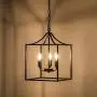 Modern Industrial Island-Shaped Chandelier Installation with 3 Lights, Black Farmhouse Antique Metal Height-Adjustable Square Pendant Ceiling , Suitable for Bedroom Kitchen Living Room Entrance Hall