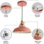 KWOKING Lighting Nordic Macaron Color Industrial Hanging Lamp Creative Modern Adjustable Metal Pendant Light Chandeliers for Living Room, Kitchen Island, Hotel, Warehouse,Study Room, Pink