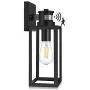 Motion Sensor Outdoor Wall Lantern, Dusk to Dawn Photocell Exterior Light Fixture Wall Mount,100% Aluminum, Clear Glass, Matte Black Wall Sconce for Porch Doorway Garage, E26 Socket, Motion Activated