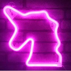 i-CHONY LED Pink Unicorn Neon Sign for Wall Decor Light - Unicorn Gift lamp - 3 AA Battery or USB Powered Neon NightLight for Living Room,Bedroom,Party,Christmas,New Year