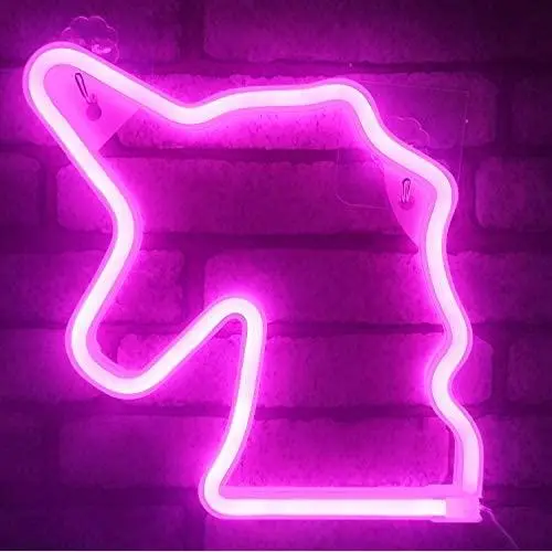 i-CHONY LED Pink Unicorn Neon Sign for Wall Decor Light - Unicorn Gift lamp - 3 AA Battery or USB Powered Neon NightLight for Living Room,Bedroom,Party,Christmas,New Year